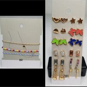 Nordstrom Bp 3 Anklet Beaded Bracelets & Earrings Set